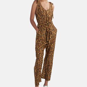 Zimmermann Amelie Tie Shoulder Leopard Print Jumpsuit Size 2/M